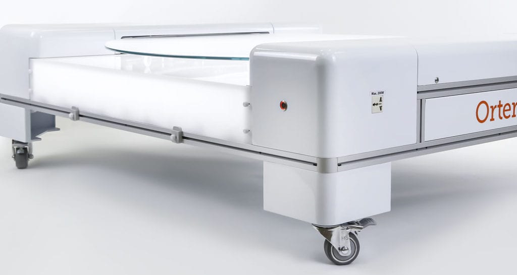 edge-driven Ortery 360 edge driven product photography turntables with dimmable bottom lighting.