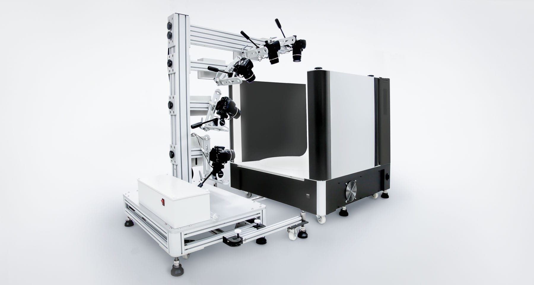 add-a-photobench-3d Multi-camera 3D Photography Solution - Ortery 3D MultiArm with a 3D PhotoBench 260T